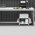 VEDECASA 2 Tier Modern White Wooden Under Desk Printer Stand with Storage Bag for Home Office Desktop Printer Table Organizer Mobile Printer Shelf Cart with Caster Wheel (White) - Image 3